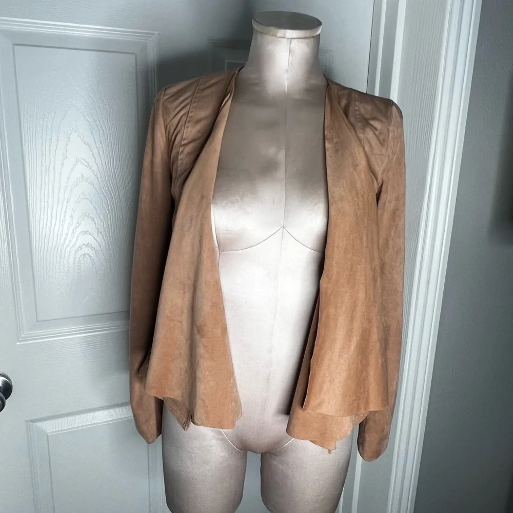 Hutch Women's Open Drape Front Suede Jacket Sz XS Blush Pink